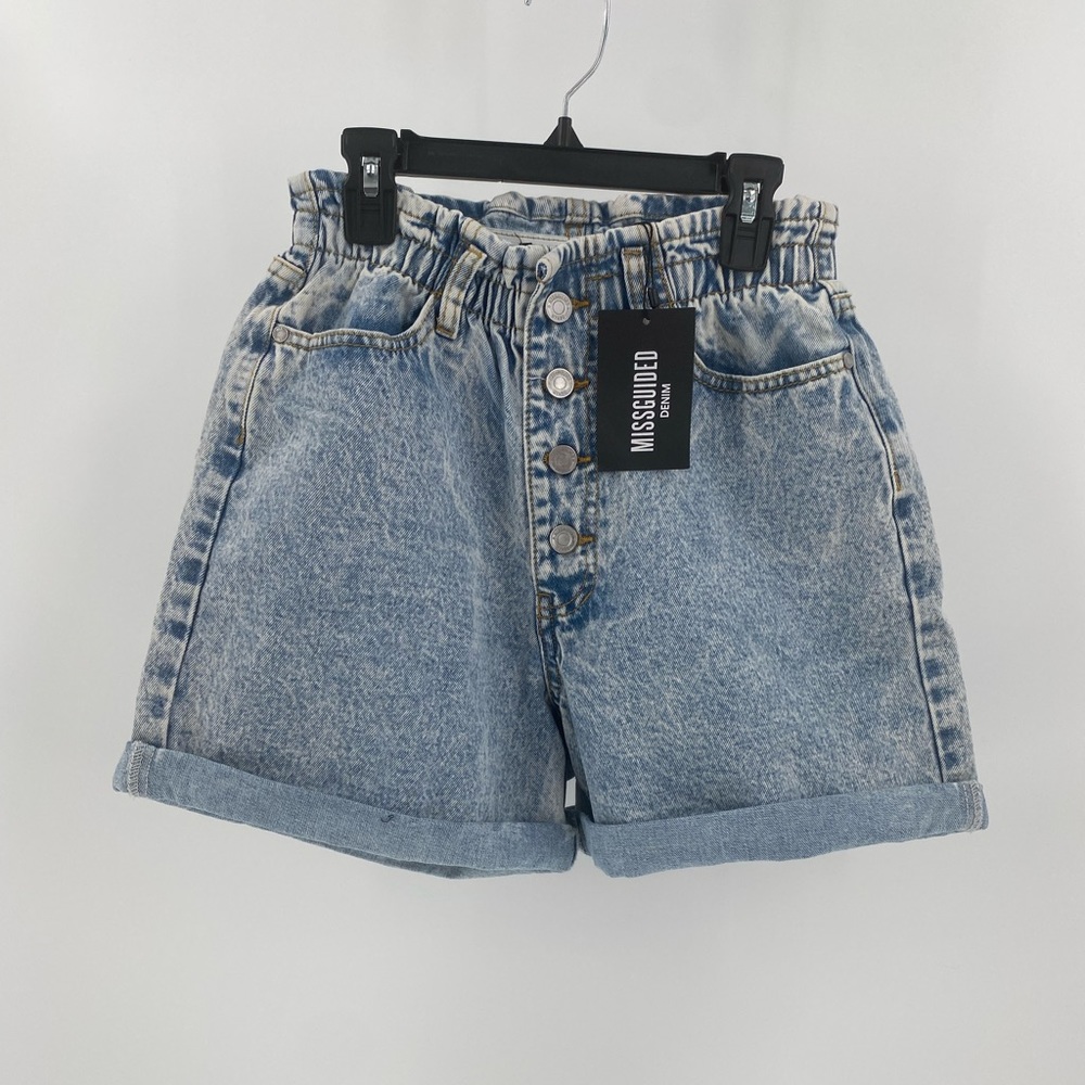 MISSGUIDED - Button Paperbag Waist Denim Shorts - Picture 9 of 14